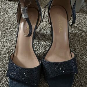 Elegant Navy Blue Ankle Strap Heels